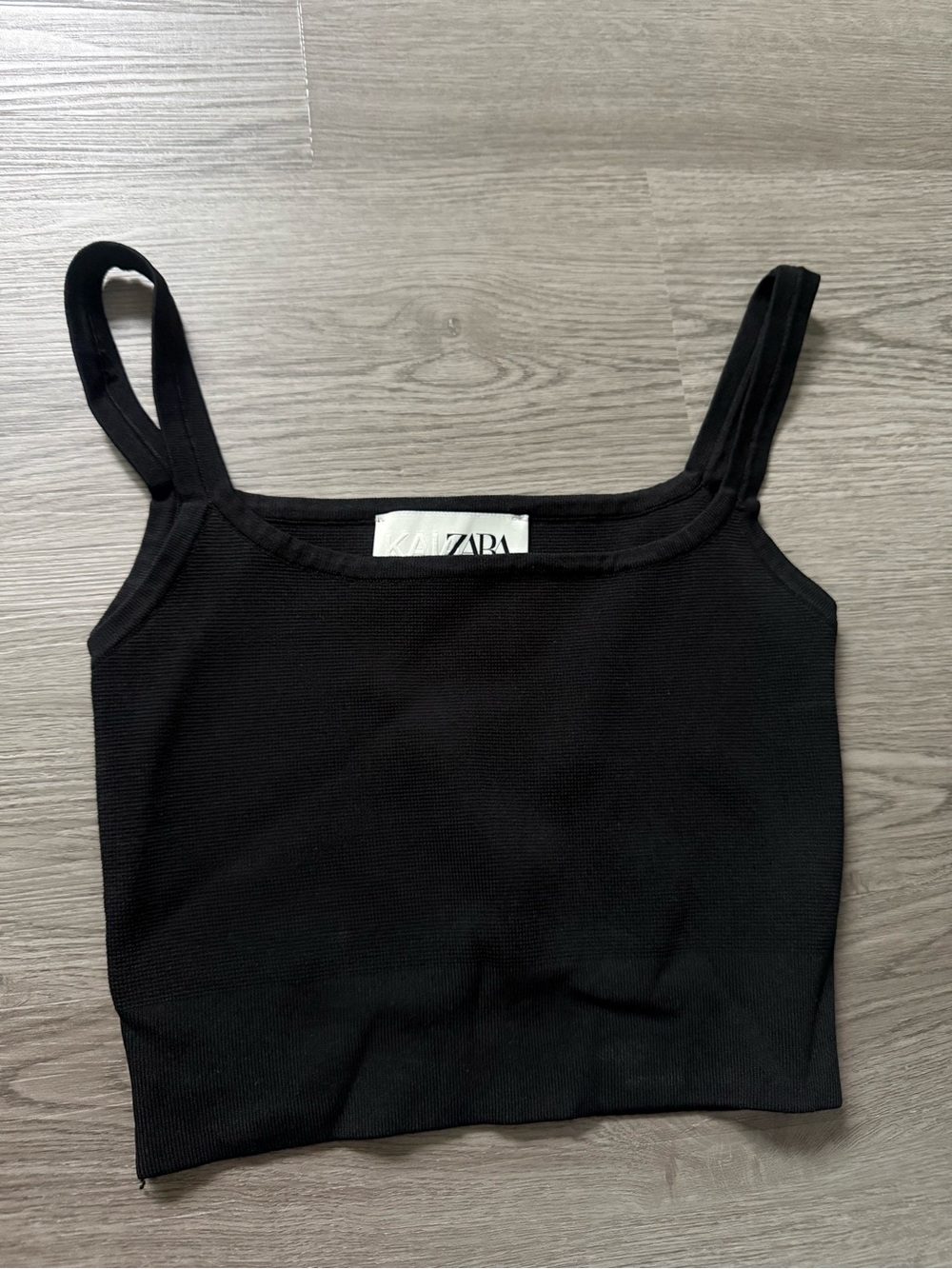 Zara Black Ribbed Cropped Camisole